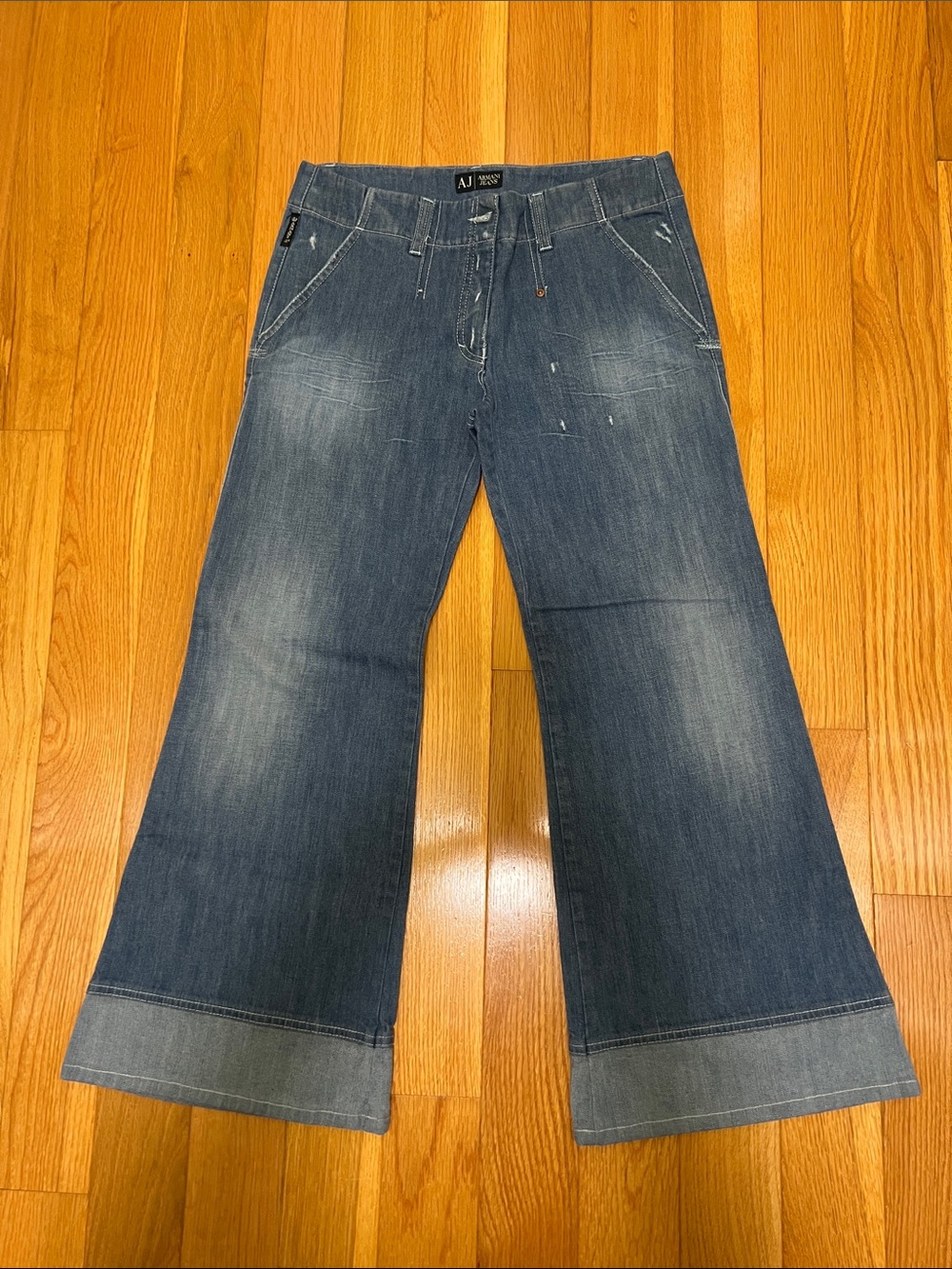 Armani Jeans Women's Faded Blue Wide-Leg Flare Jeans
